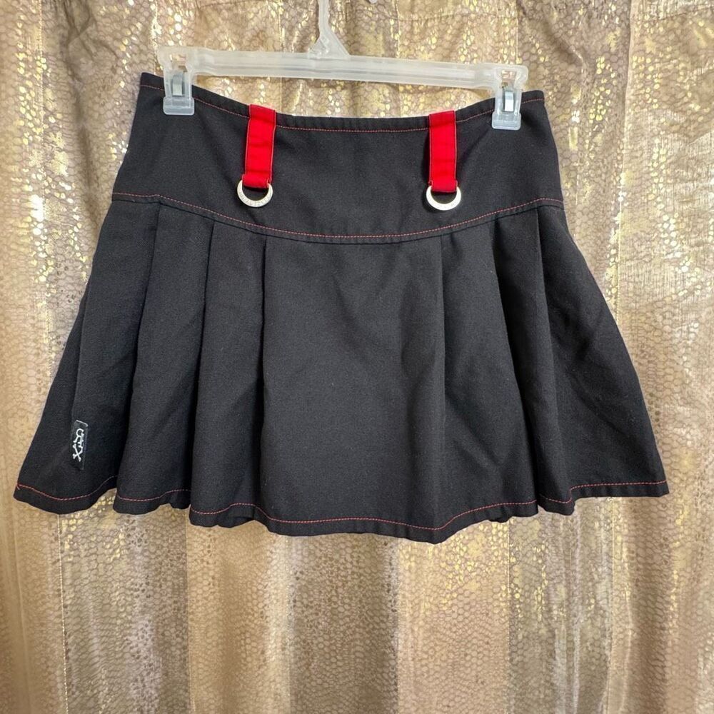 Royal Bones By Tripp Black Red Pleated Mini Skirt Large